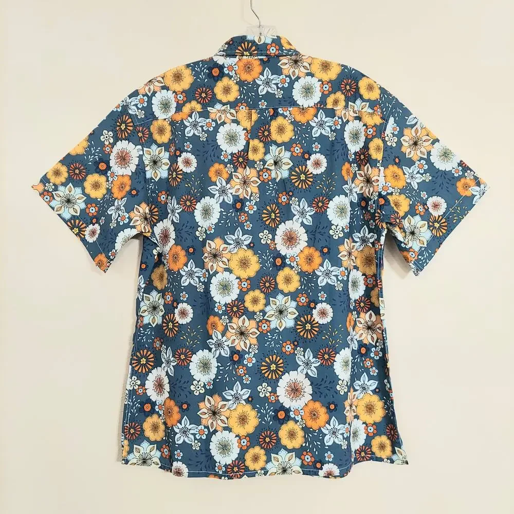 Yiume Men's Hawaiian Tropical Multicolor Floral Print Button Front Shirt